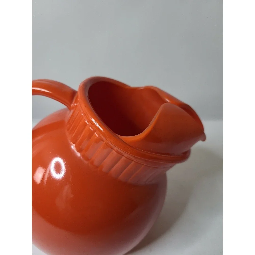 Vintage Anchor Hocking Tilted Ball Pitcher‎ Jug Orange Depression Glass 8 Oz MCM